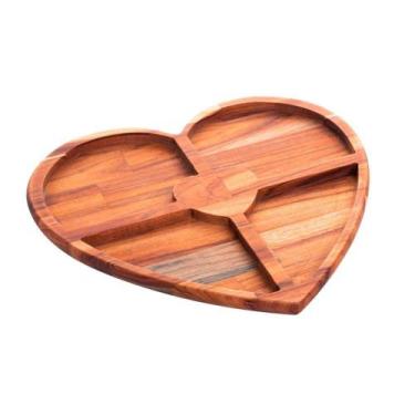 Imagem de Petisqueira de madeira Woodart Teca Coração 37x33x2cm