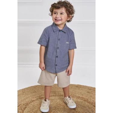 Imagem de Conjunto Camisa Linho Jeans Menino LucBoo, 2, Jeans