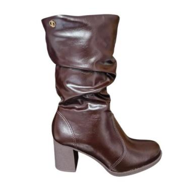 Imagem de Bota Feminina DAKOTA Cano Médio e Salto Bloco D2196, Marrom, Café, 37