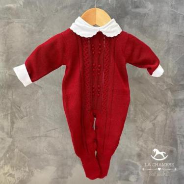 Imagem de Macacão Tricot Vermelho c/ Ramo de Bolinhas e Body Gola Nuvem - LA CHA