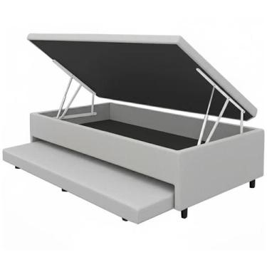 Imagem de Base Baú Solteiro com Auxiliar Suede 43x188x88 Universal Blindado Cor 