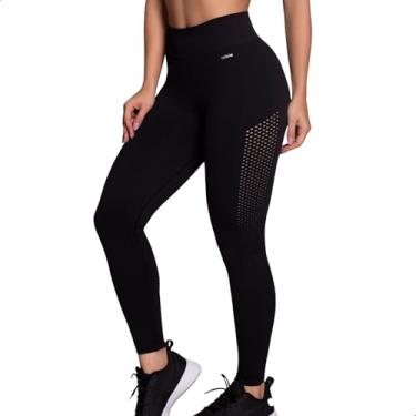 Imagem de SELENE Legging Academia Poliamida Cintura Alta Sem Costura Fitness, Preto, G