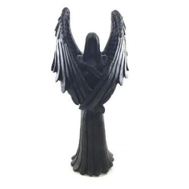 Imagem de Imagem Castiçal Anjo Negro Fêmea Escultura Resina 25 cm - Lua Mistica