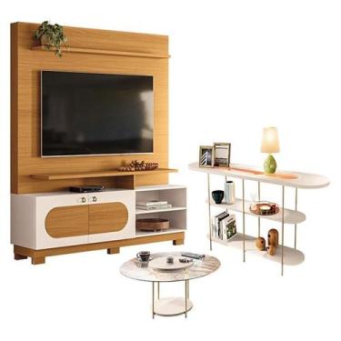 Imagem de Estante Home Theater Axis com Mesa de Centro Sky com tampo de vidro e 