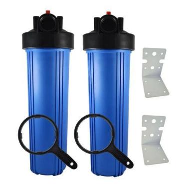 Imagem de 2 Filtro Carcaça Azul 20'' X4 1/2'' Conexão 1 1/2'' Big Blue Azul - Ro