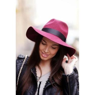Imagem de Chapéu Fedora Floppy Vinho Bordô Vermelho Chique - Rei Look
