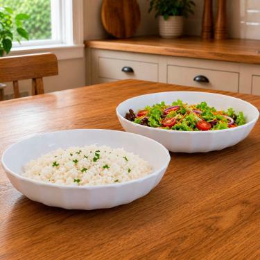 Imagem de Tigela Saladeira Bowl Gourmet Melamina Design Moderno para Servir 3,2L Kit 6 Peças para Mesa Branca Bon Gourmet