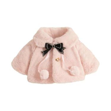 Imagem de Casaco De Inverno Para Bebê Menina Com Forro De Lã, Gola Quente E Laço