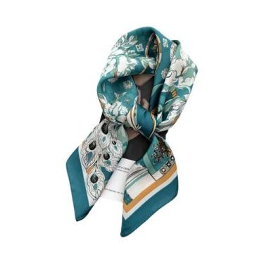 Imagem de Lenço De Seda Luxuoso Feminino 70x70cm, Estilo Praia, Bandana Para Cab