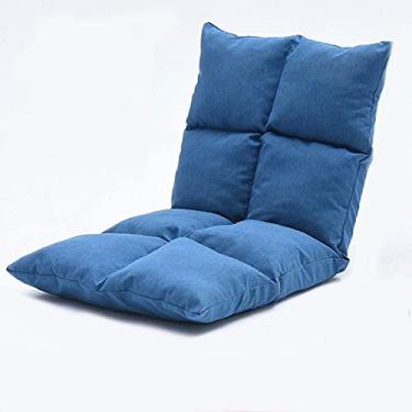 Imagem de Diumy Cadeira de chão Lazy ajustável, 6 posições, cadeira preguiçosa de tatame com suporte para as costas, almofadas de assento de vídeo acolchoadas dobráveis para adultos em ambientes internos - azul-marinho 52 x 55 x 55 cm (20 x 22 x 22 polegadas)