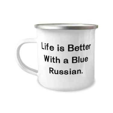 Imagem de Bela caneca azul russa para gatos, Life is Better With a Blue Russian, Epic 355 ml para amantes de gatos de amigos
