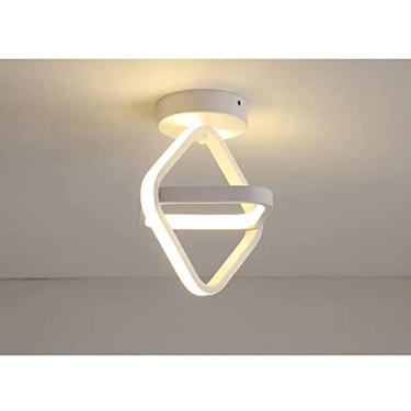 Imagem de Lâmpada de Teto LED Quadrada Moderna 22W 3 Cores Iluminação de Teto Ø22cm Para Sala De Estar/Varanda/Corredor (Branco)