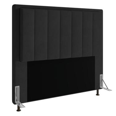 Imagem de Cabeceira Opala Cama Box King 195cm Suede Preto