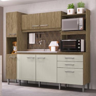 Imagem de Cozinha Compacta 7 Portas e 2 Gavetas Atacama Decibal Wood/Cristalo