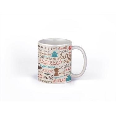 Imagem de Caneca ECF Estampa de Café Branca Porcelana 325ml