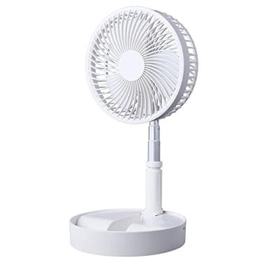 Imagem de Yunnyp Ventilador portátil oscilante em pé dobrável Ventilador de mesa dobrável Ventilador de mesa 3600mAh Ventilador recarregável 4 velocidades Altura ajustável para escritório em casa acampamento