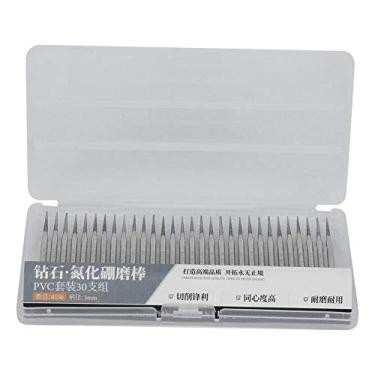 Imagem de Conjunto de 30 peças de agulhas de moagem, acessórios de triturador elétrico de ponta pontiaguda cilíndrica esmeril de 3 mm, ferramentas de entalhe de 150 grãos para triturador elétrico, jades e gravação de pedras