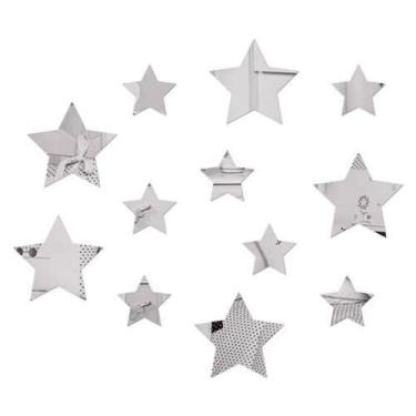 Imagem de Espelho Decorativo Acrílico Estrelas 7cm Sala Quarto 12 Peças - Agv Cr