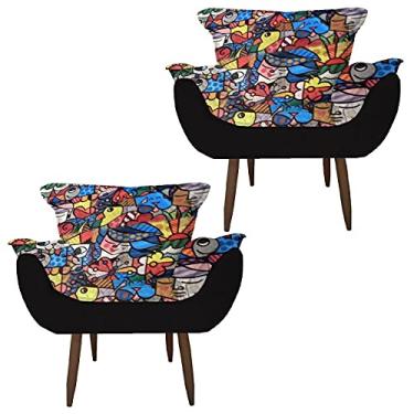 Imagem de Kit 02 Poltronas Opalas Decorativas para Sala e Quarto Pés Palito Sued Romero
