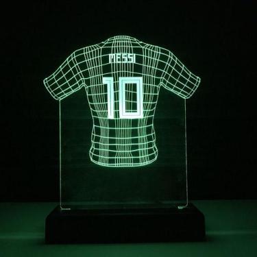 Imagem de Abajur Luminária Led Camiseta Messi Decorativa - Tecnotronics
