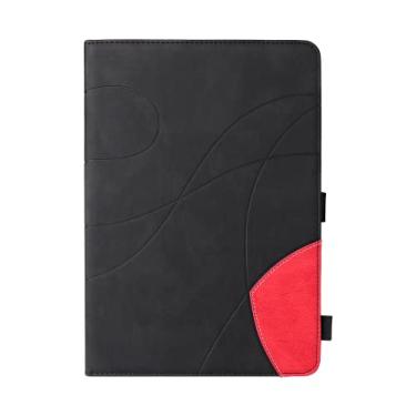 Imagem de ZiEuooo Capa protetora de couro requintada com cartão de mão para tablet Samsung Galaxy Tab A7 Lite S5e A 7.0 A 8.0 A 9.7 A 10.1 E 9.6 polegadas (Tab A 10.1 2016 T580 T585, preta)