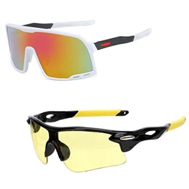 Imagem de Kit 2 Óculos de Sol Esportivo Ciclismo Uv + Lentes Noturna