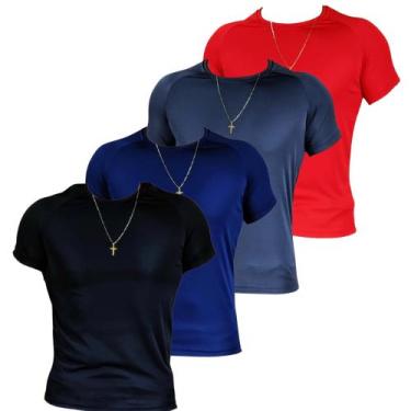 Imagem de Kit 4 Camiseta Masculina Blusa Academia Fitness Slim - Divine