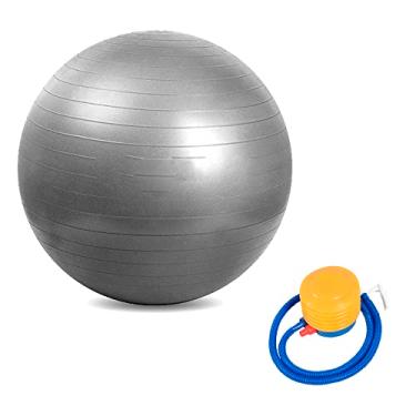 Imagem de Bola Pilates Yoga Fitness 75 cm C/Bomba Abdominal Ginastica Cinza