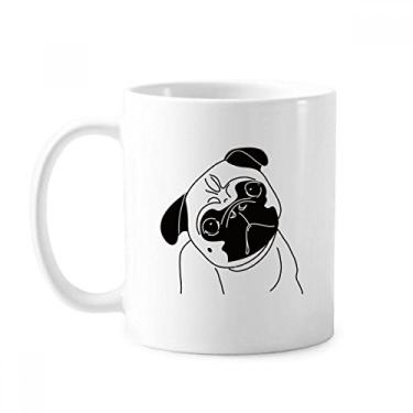 Imagem de Caneca com estampa de cachorro de desenho animado preto cerâmica xícara de porcelana de café louça
