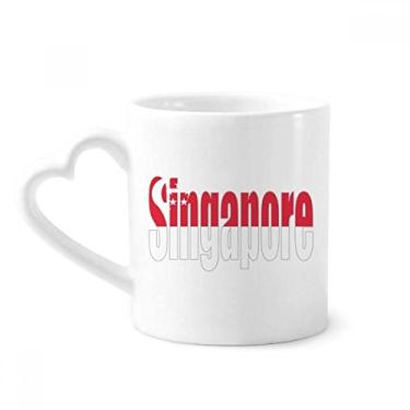 Imagem de Caneca com nome da bandeira do país de Singapura caneca de café cerâmica copo de coração de vidro
