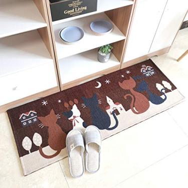 Imagem de Tapete de cozinha antiderrapante tapete absorvente macio não derramamento tapete lavável dos desenhos animados para sala de estar quarto cabeceira banheiro varanda entrada, café, 45 * 180 cm