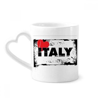 Imagem de I Love Italy Word Love Heart Caneca retangular de café cerâmica copo de coração de vidro