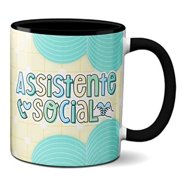 Imagem de Caneca Profissão Assistente Social Presente Fofo Criativo (Preta)