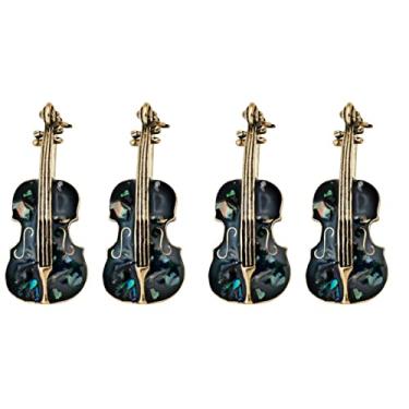 Imagem de Adorainbow 4 pcs Shell Cello Breastpin Enamel for Base Clothes Gifts Shawl Clips Jewelry Violin Fashion Clothing Violoncello Women Pin Alloy Shaped Lapel Personality Delicate Cardigan Lovers
