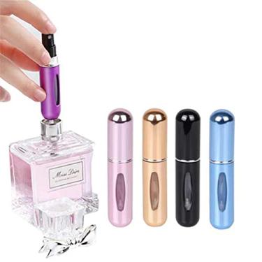 Imagem de KIT 2 Mini frasco portátil de atomizador de perfume recarregável, frasco de perfume atomizador, spray de perfume recarregável, estojo de bomba de perfume, atomizador de perfume, 5 ml - ALVATEC ATC (DOURADO)