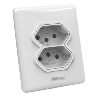 Imagem de Tomada Dupla 2p+T 10a Linha E Ref.327-En Br - Enerbras