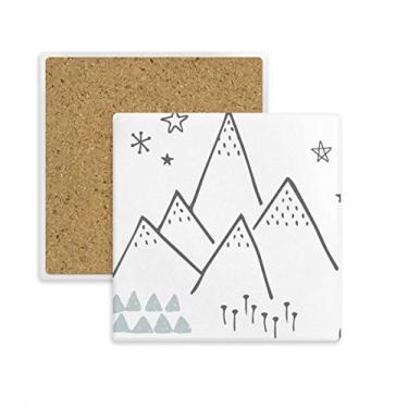 Imagem de Folhas de montanha grama padrão estrela porta-copos quadrado tapete para caneca subplaca suporte isolante pedra