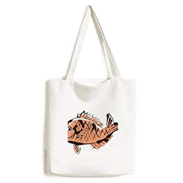 Imagem de Bolsa de lona com estampa de animal de peixe Art Deco para presente fashion sacola de compras bolsa casual