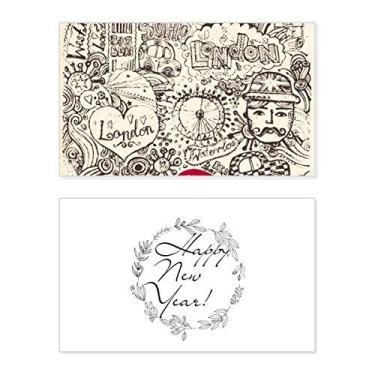 Imagem de British Bus London Eyes Big Ben Reino Unido Ano Novo Cartão de felicitações Bless Mensagem presente