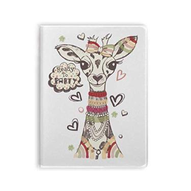 Imagem de Caderno colorido de desenho de girafa, capa de goma de desenho animado, diário de capa macia