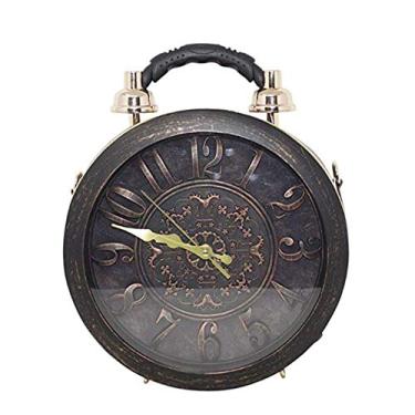 Imagem de Real Working Clock bolsa de ombro feminina vintage clutch estilo Steampunk, Preto, 28cm x 11cm x 28cm