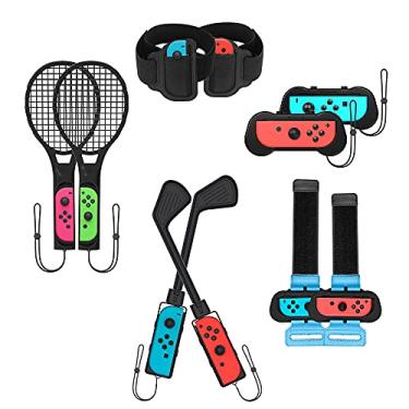 Imagem de TwiHill Conjunto de acessórios esportivos somatossensoriais 10 em 1 adequado para Nintendo Switch, conjunto de taco de golfe Switch, acessórios Nintendo Switch