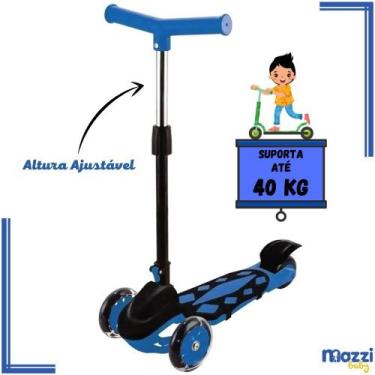 Imagem de Patinete Scooter Infantil Power Azul 3 Rodas 40Kg Com Freio - Dm