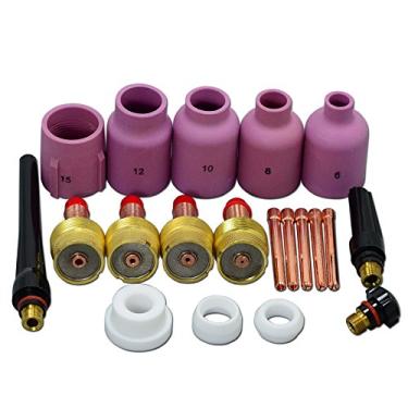 Imagem de RIVERWELD TIG Lente a gás Kit de bocal de alumínio 995795 45V116 45V64 57N75 57N74 53N87 53N88 53N89 Kit para QQ300 PTA DB SR WP 17 18 26 TIG Acessórios para tocha de soldagem 20 peças