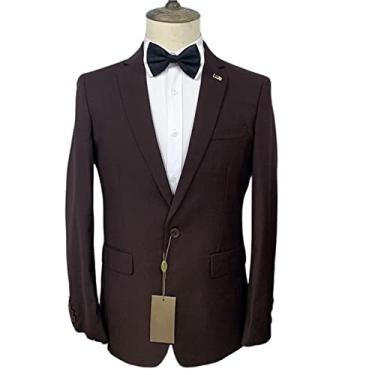 Imagem de Ternos masculinos, blazer de casamento, um botão, casaco esportivo de negócios 2 peças sólido formal, marrom, 4GG (58/42)