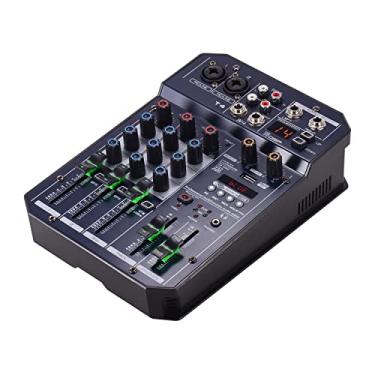 Imagem de Chusui Placa de som portátil T4 de 4 canais Console de mixagem Mixer de áudio integrado 16 DSP 48V Phantom power Suporta conexão BT MP3 Player Função de gravação Fonte de alimentação 5V para DJ Networ