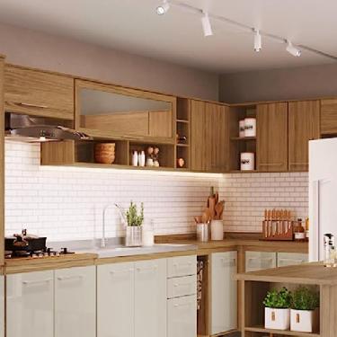 Imagem de Armário Aéreo Canto Reto 1 Porta com Nicho Gaia Decibal Móveis Naturalle