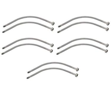 Imagem de Engate Rabicho Par 80cm Kit 5 Unidades Torneira Monocomando Agua Quente Fria Misturador Mangueira  Flexivel  Banheiro Cozinha Pia