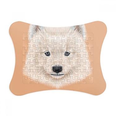 Imagem de Enfeite de quebra-cabeça de animal de estimação de cachorro branco Samoied para decoração de imagem