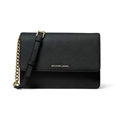 Imagem de Bolsa transversal Michael Kors Daniela de couro Saffiano grande, Preto, Large